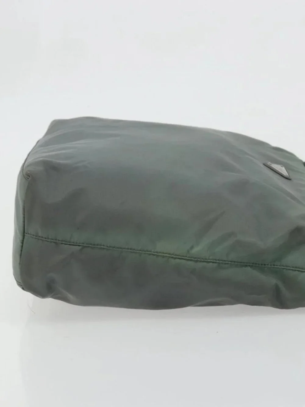PRADA Tote Bag Nylon Green Silver Auth 175705